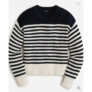 J.CREW NWOT Women’s Striped Oversized Crewneck Sweater in Navy Black|Ivory-Small